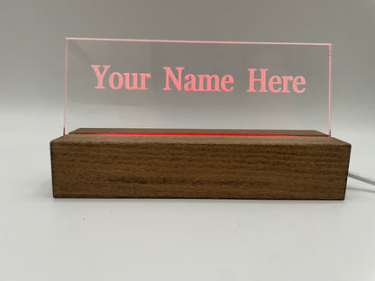 LED Acrylic Personalized Name Plate, Artwork, Custom Lighted Sign For Desk or Room