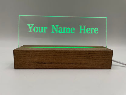 LED Acrylic Personalized Name Plate, Artwork, Custom Lighted Sign For Desk or Room