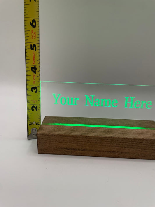 LED Acrylic Personalized Name Plate, Artwork, Custom Lighted Sign For Desk or Room