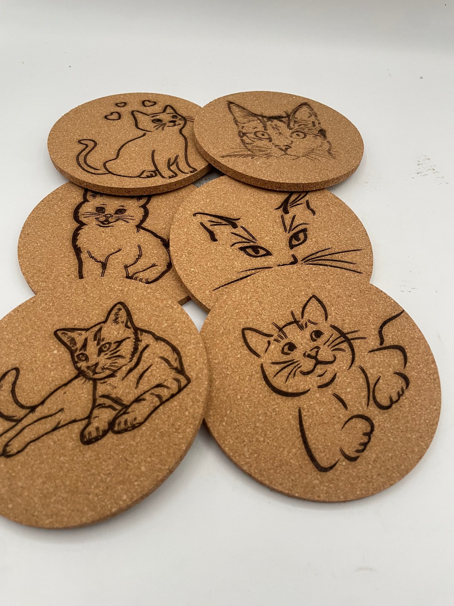 Cat Cork Coaster 6 Pack