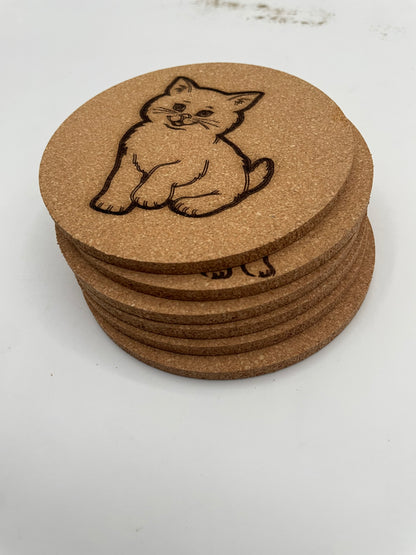 Cat Cork Coaster 6 Pack