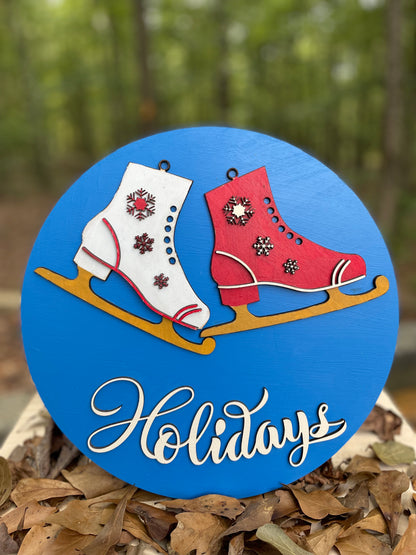 Christmas Sign - Holidays Ice Skates