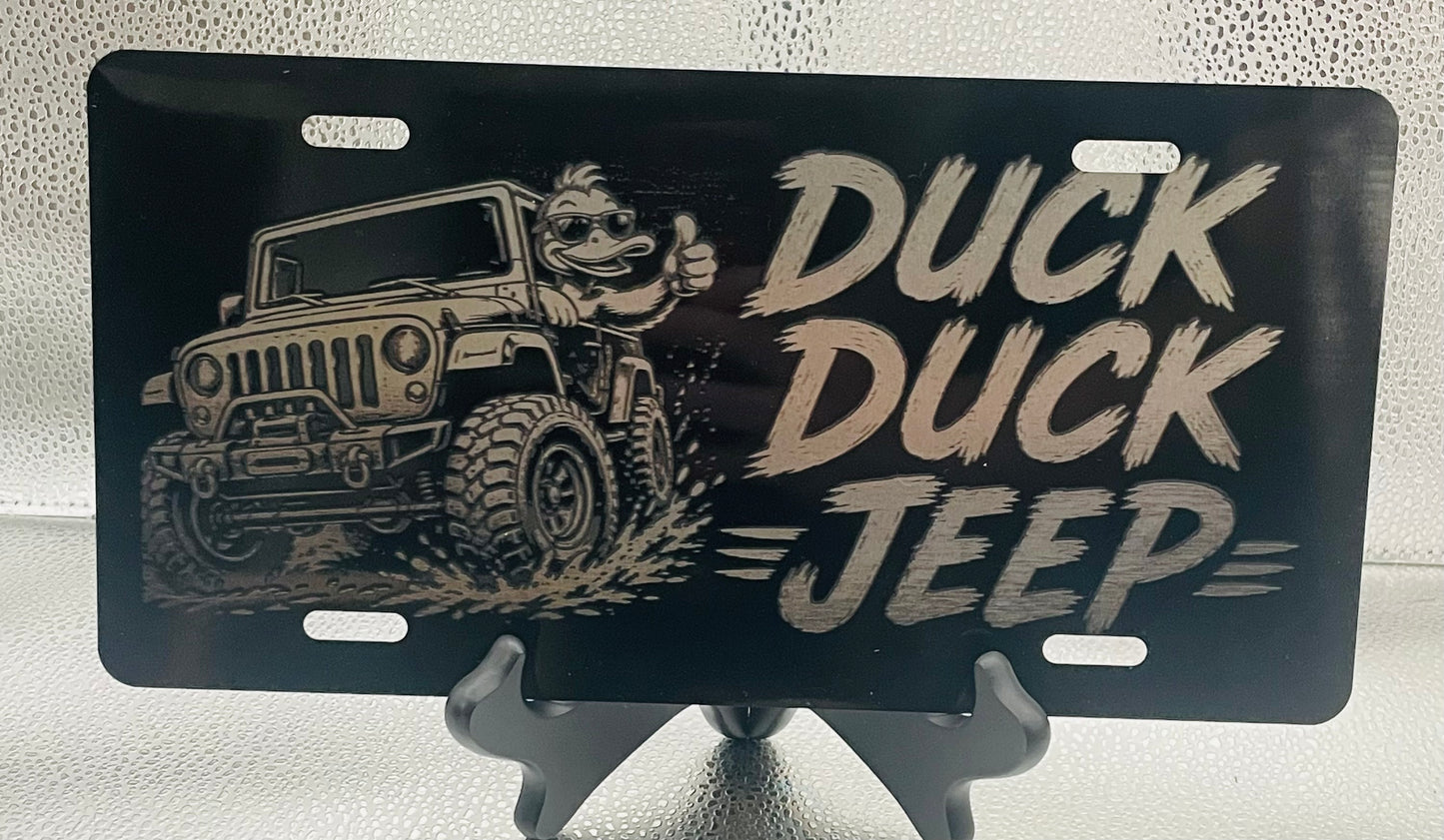 Black Car License Plate Duck Duck Jeep Car Tag