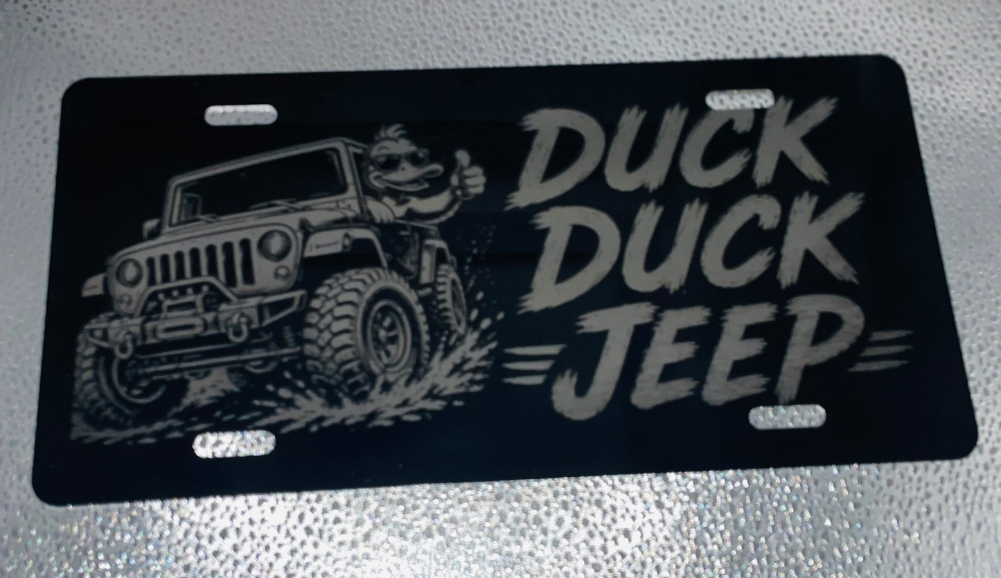 Black Car License Plate Duck Duck Jeep Car Tag