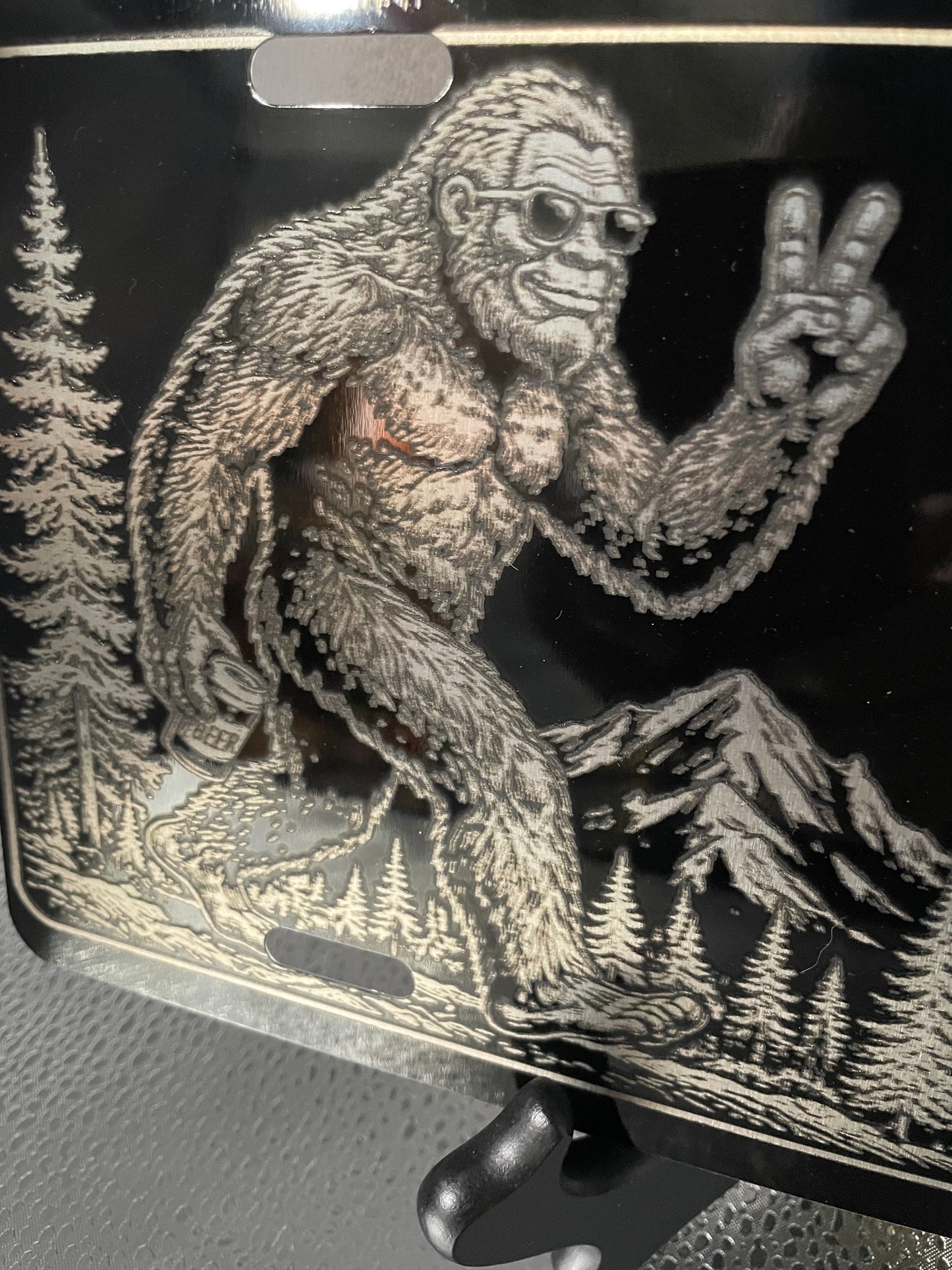 Black Car Tag Big Foot License Plate