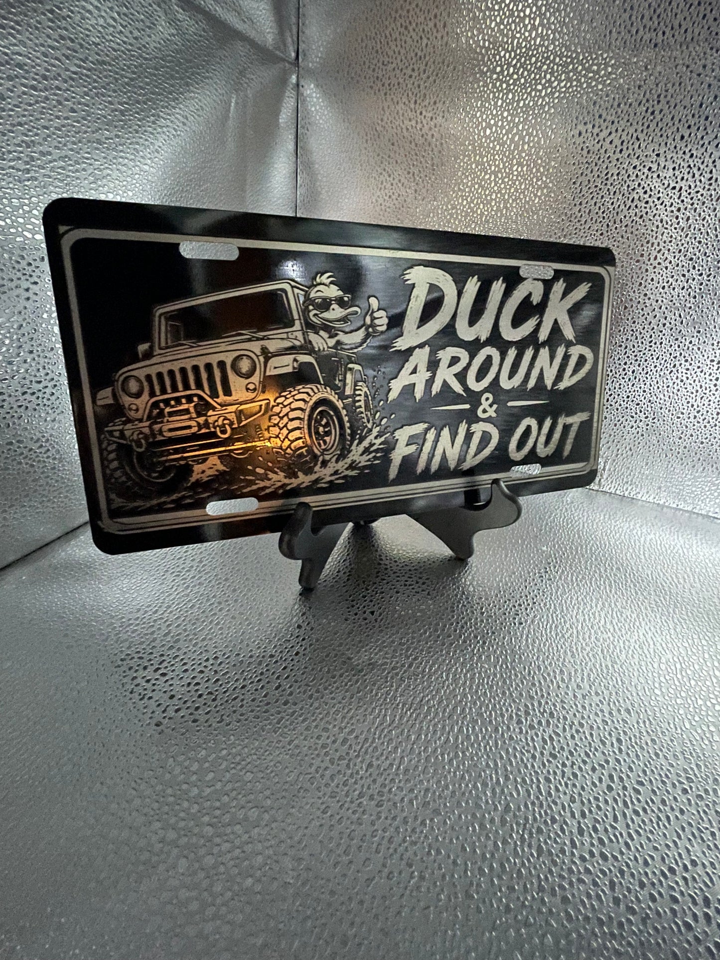 Black Car Tag Duck Around and Find Out Jeep Lovers