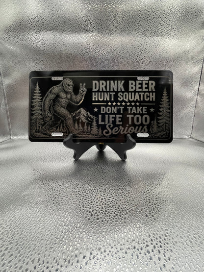 Black Car Tag Big Foot License Plate