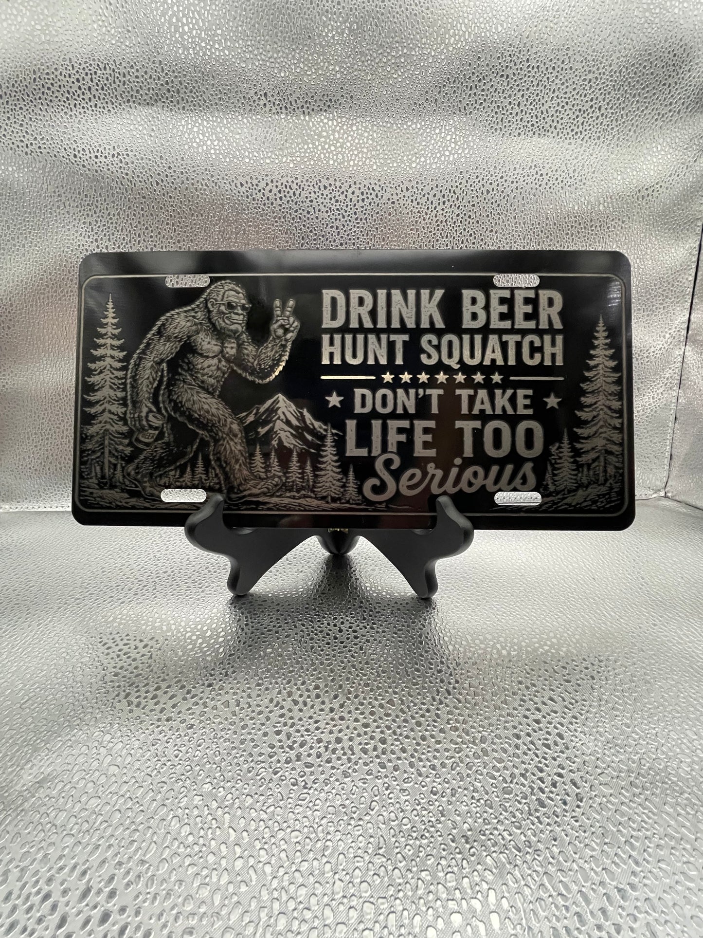 Black Car Tag Big Foot License Plate