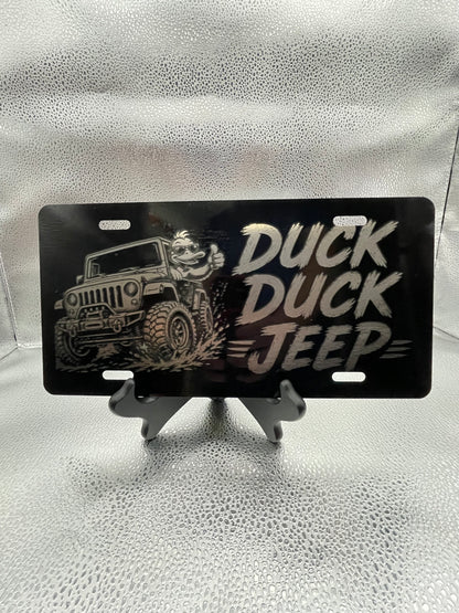Black Car License Plate Duck Duck Jeep Car Tag