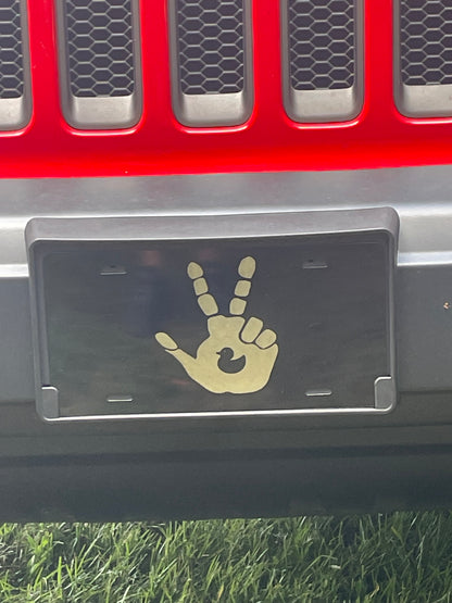Black License Plate Duck Wave Car Tag