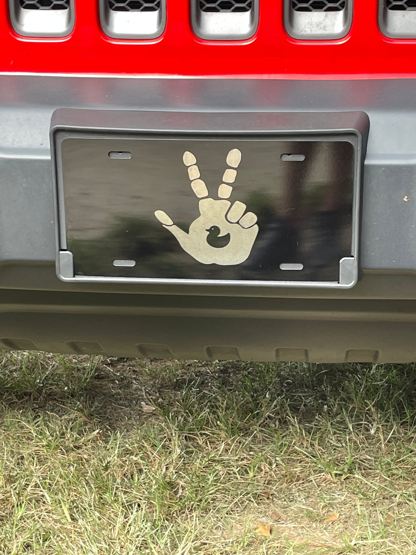Black License Plate Duck Wave Car Tag