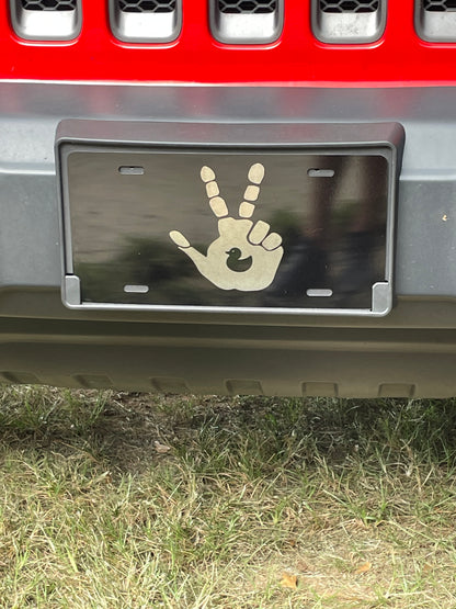 Black License Plate Duck Wave Car Tag