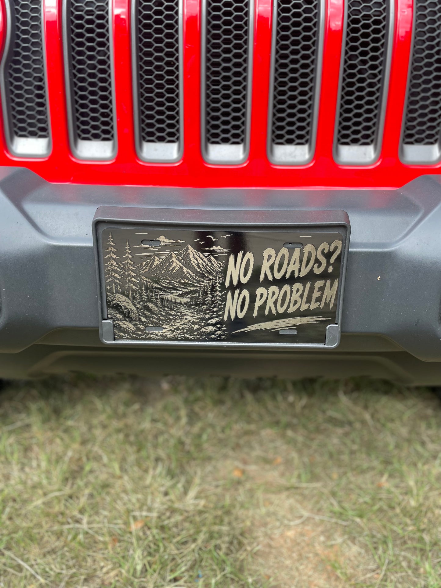 Black License Plate No Roads? No Problem Car Tag