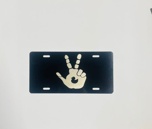 Gloss Black Aluminum Car Tag Laser Engraved Duck Wave