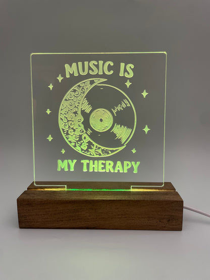 LED Acrylic Sign Music is My Therapy