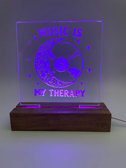 LED Acrylic Sign Music is My Therapy