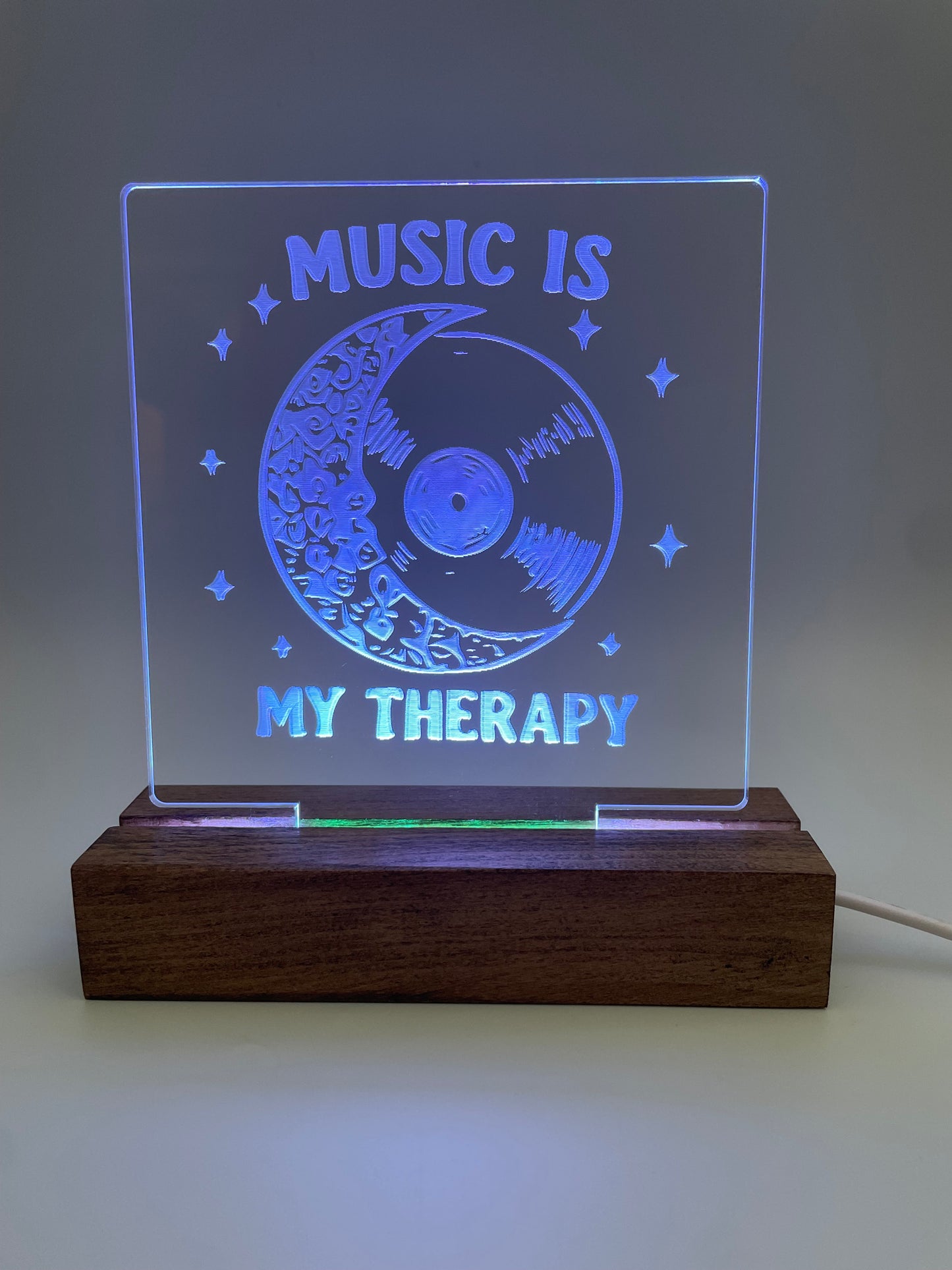 LED Acrylic Sign Music is My Therapy