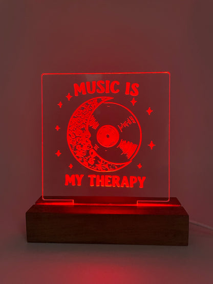 LED Acrylic Sign Music is My Therapy