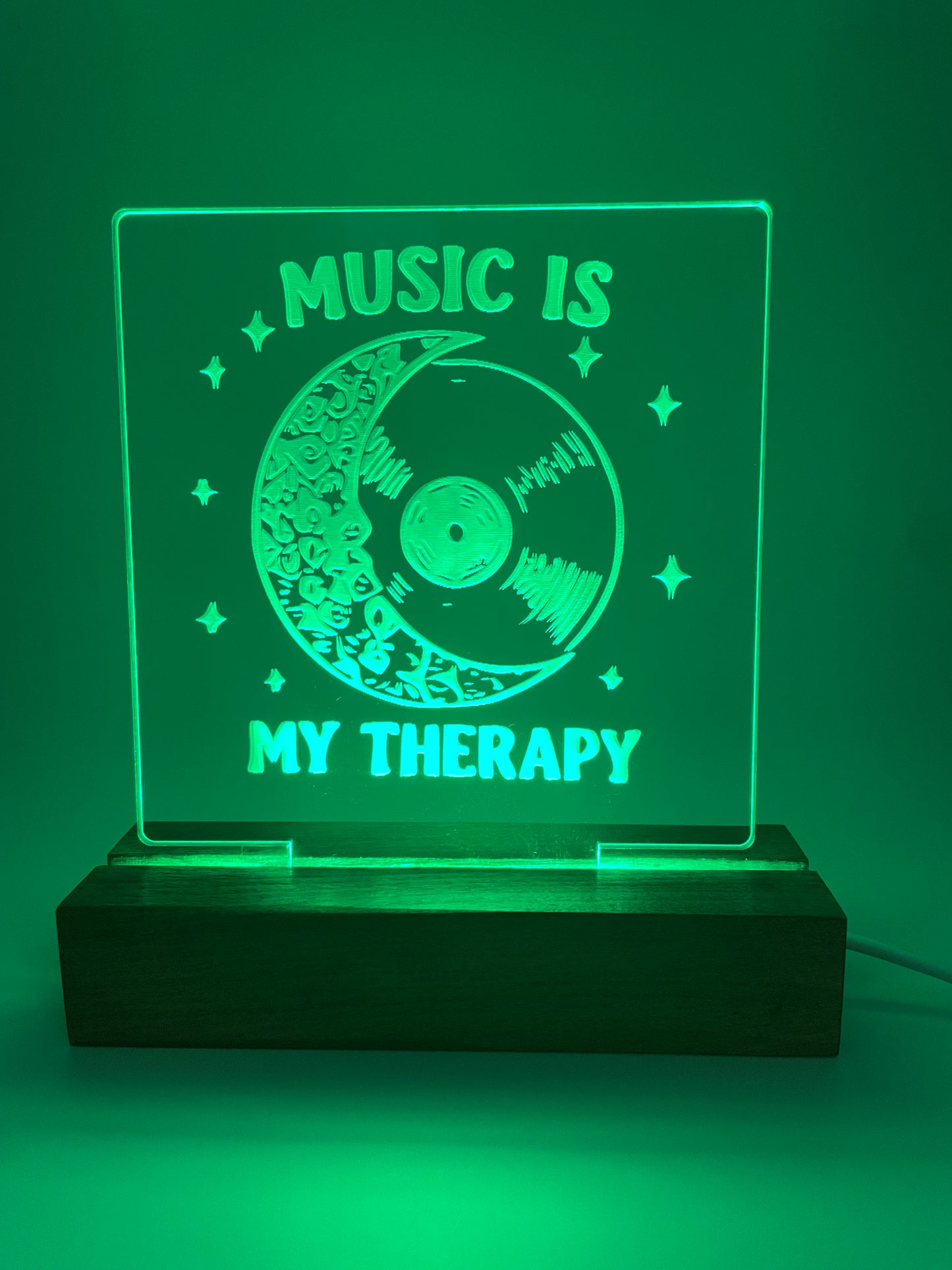 LED Acrylic Sign Music is My Therapy