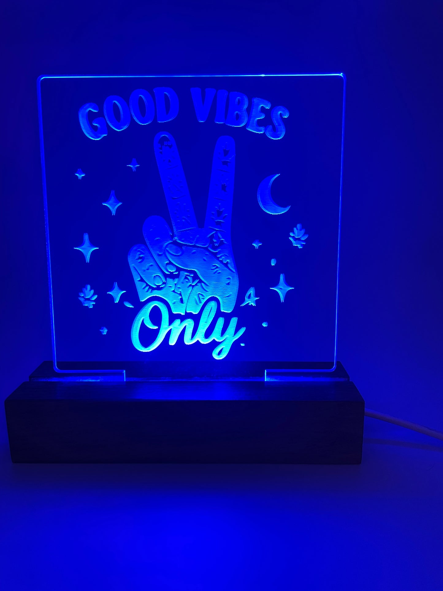 LED Acrylic Good Vibes Only Peace Sign