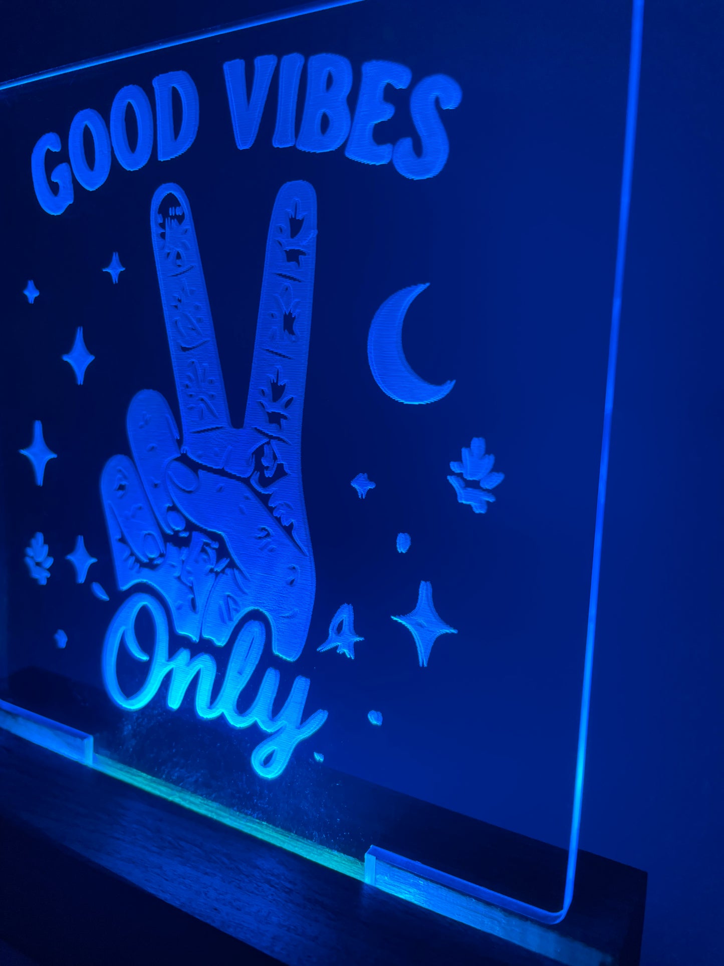 LED Acrylic Good Vibes Only Peace Sign