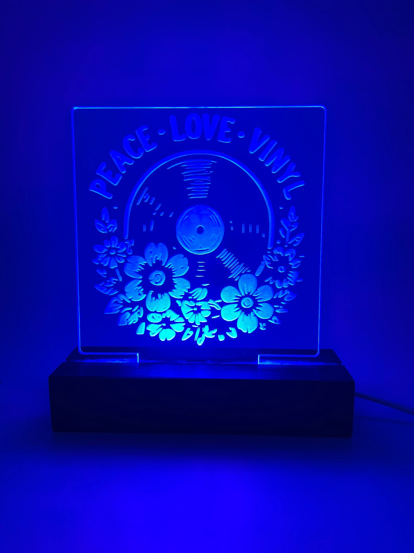 LED Acrylic Peace Love Vinyl Music Sign