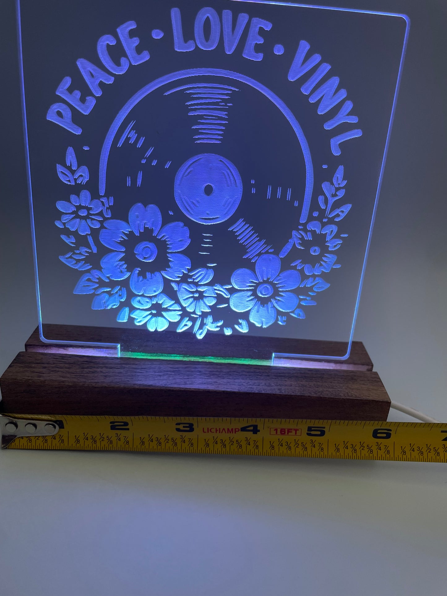 LED Acrylic Peace Love Vinyl Music Sign