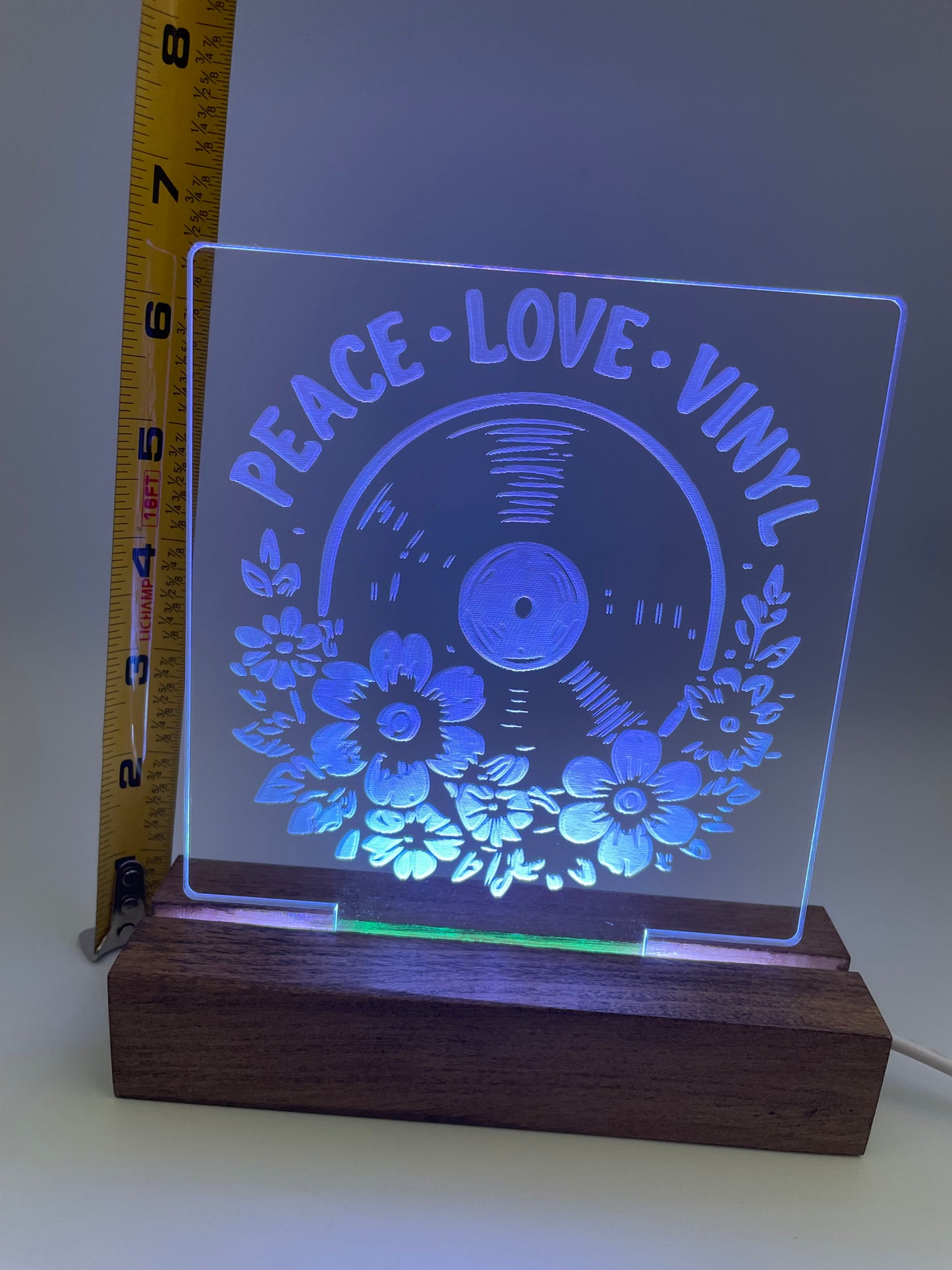 LED Acrylic Peace Love Vinyl Music Sign