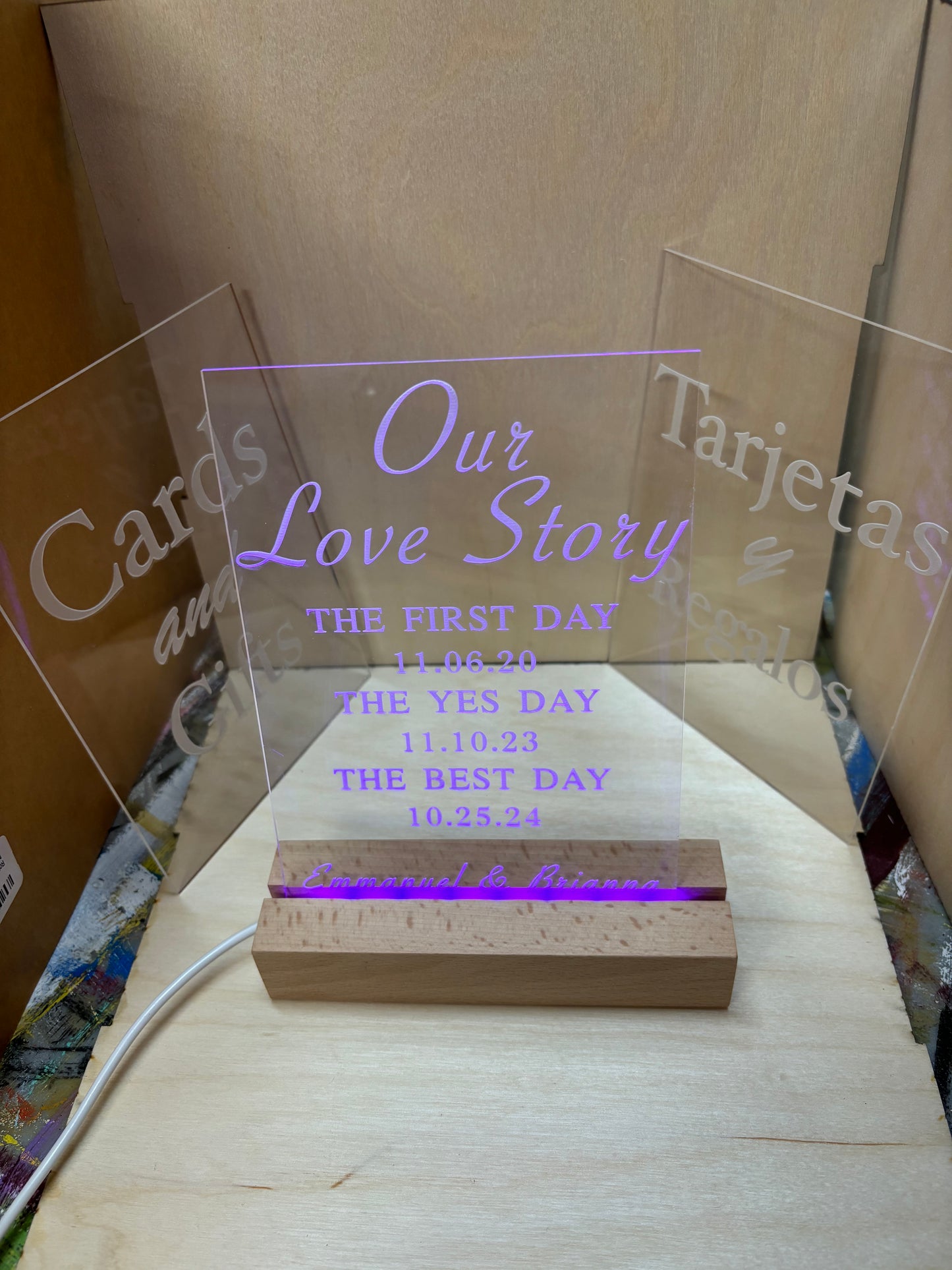 Personalized Wedding Sign-Tell Your Love Story 5" x 7" acrylic