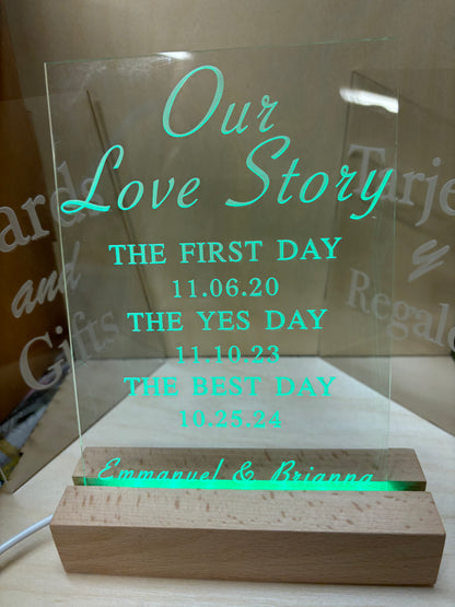 Personalized Wedding Sign-Tell Your Love Story 5" x 7" acrylic