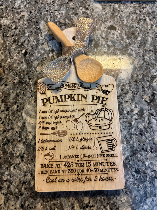 Mini Cutting Board - Pumpkin Pie Recipe