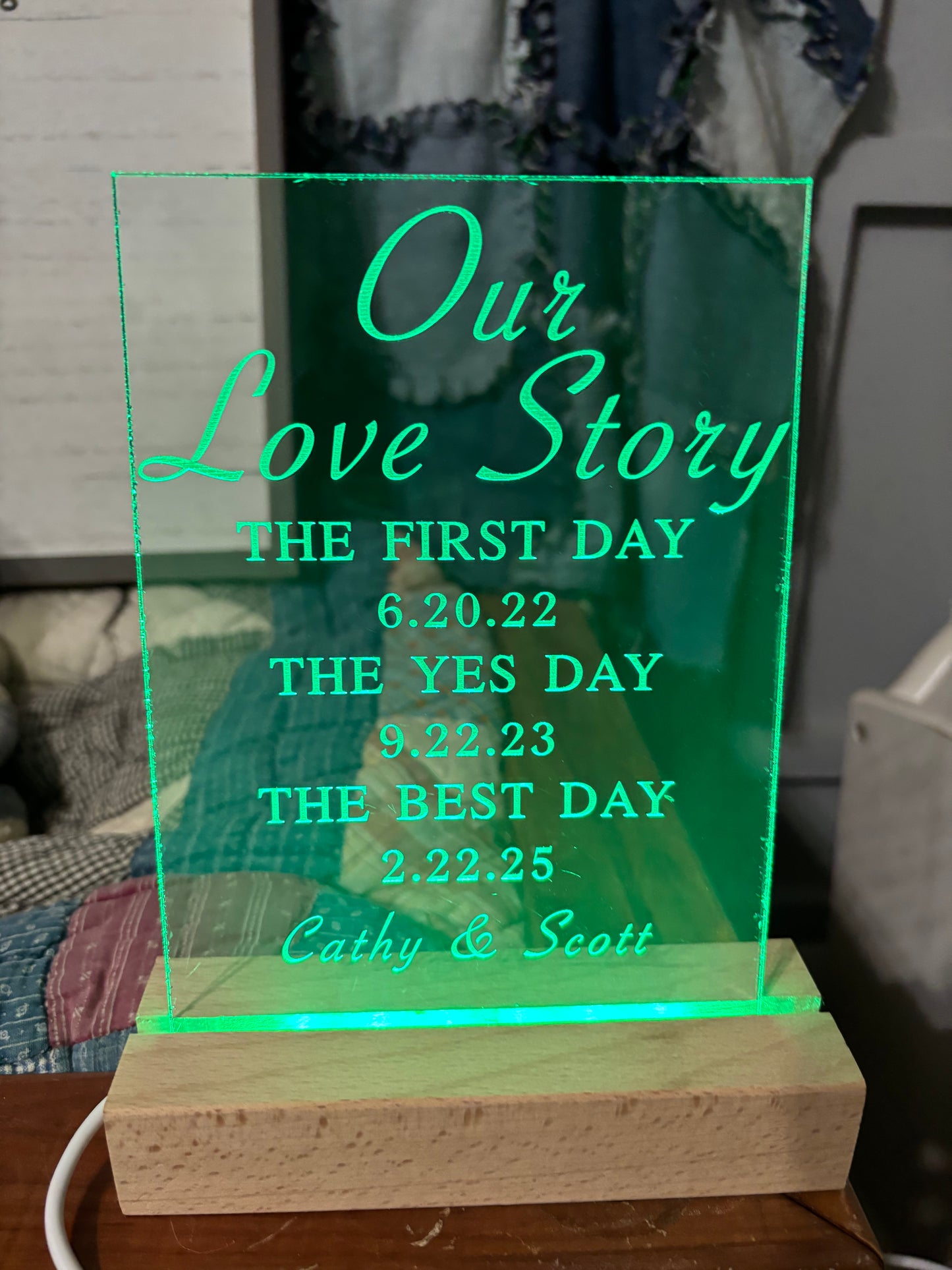 Personalized Wedding Sign-Tell Your Love Story 5" x 7" acrylic