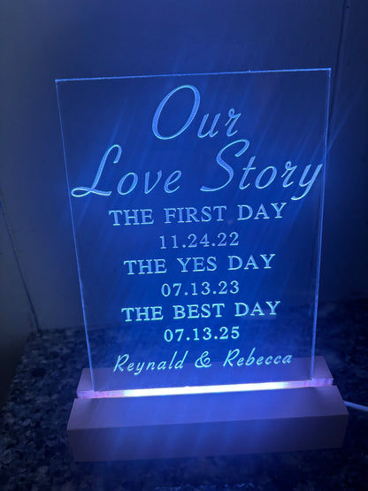 Personalized Wedding Sign-Tell Your Love Story 5" x 7" acrylic