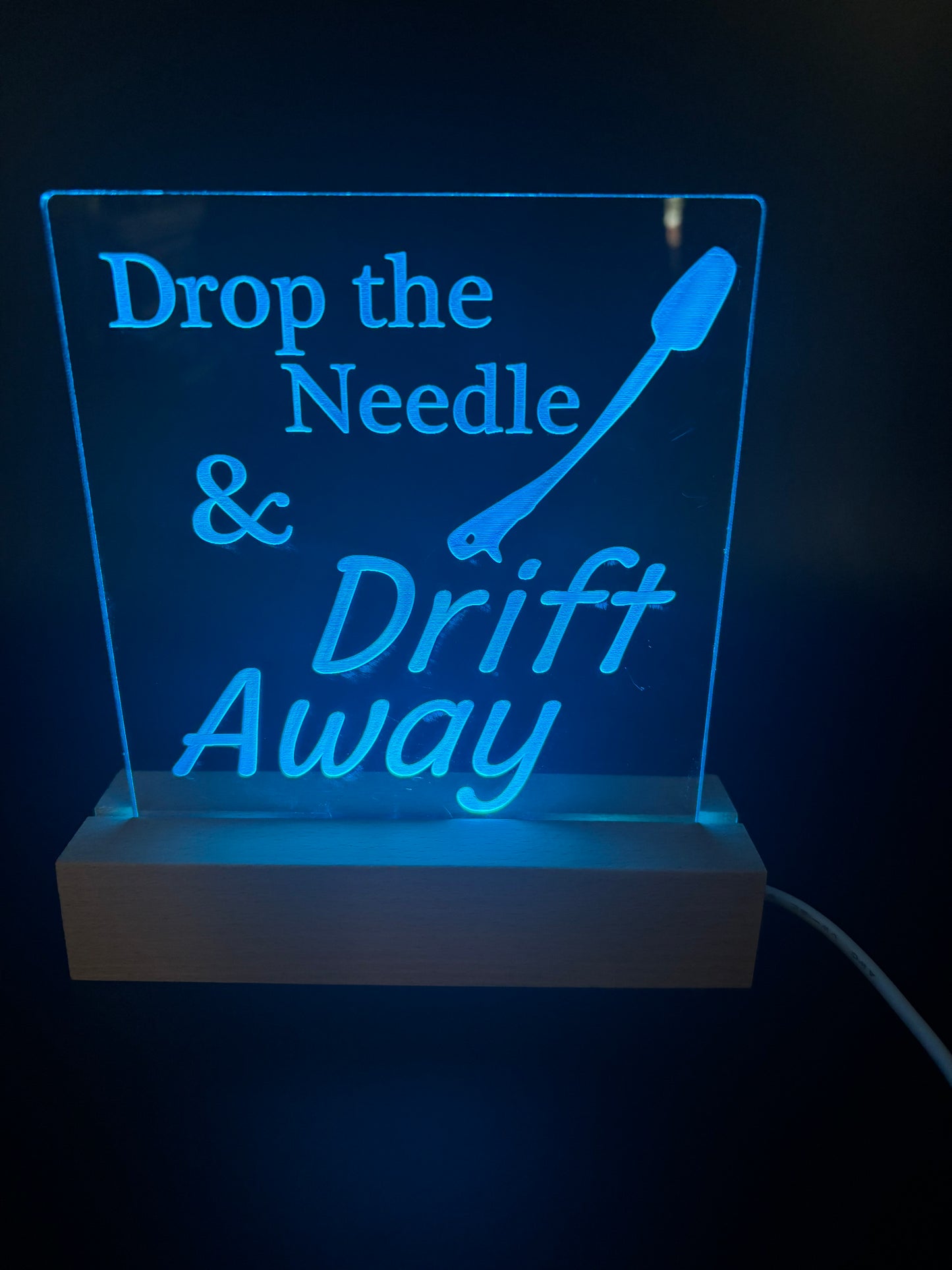 Drop the Needle Acrylic Lighted Sign Music Decor