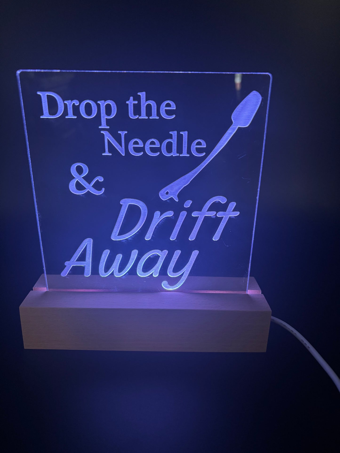 Drop the Needle Acrylic Lighted Sign Music Decor