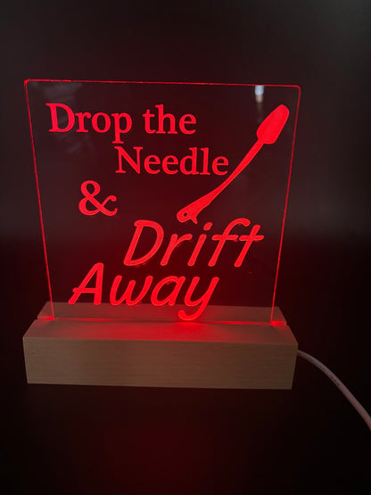 Drop the Needle Acrylic Lighted Sign Music Decor