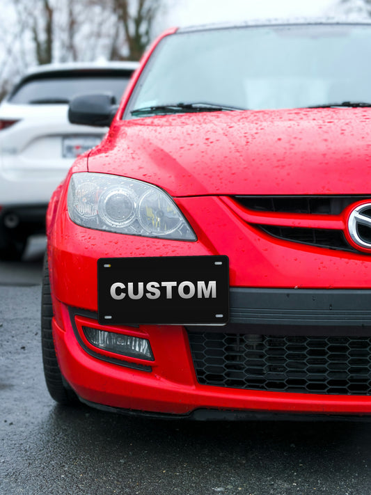 Gloss Black Aluminum Car Tag Laser Engraved Custom and Personalized