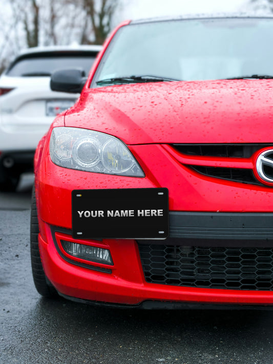 Gloss Black Aluminum Car Tag Laser Engraved Custom and Personalized