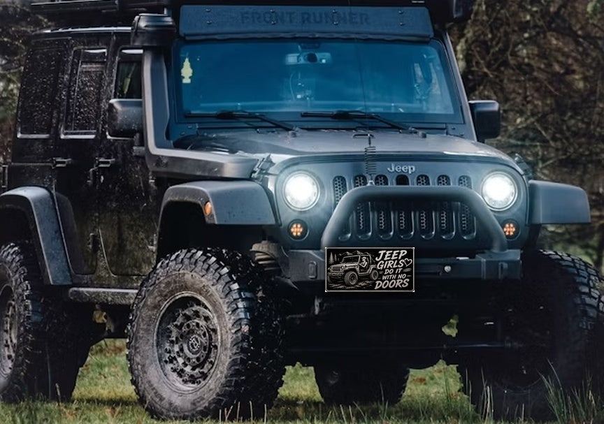 Black License Plate Jeep Girls Do It With No Doors Car Tag