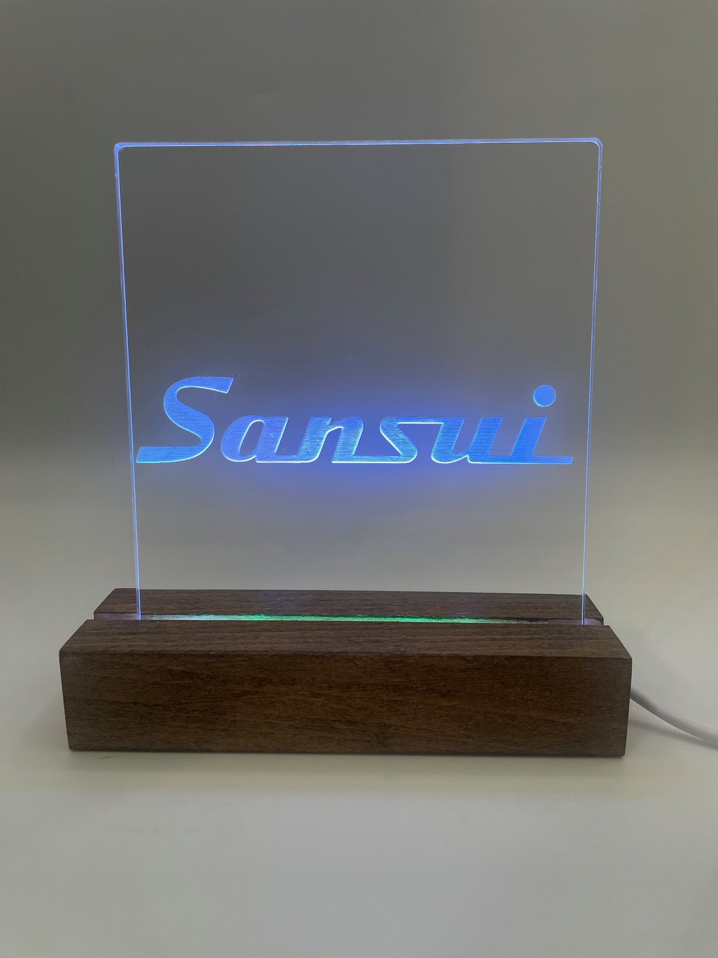 LED Acrylic Music Room Sign with Wood Base Sansui