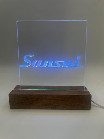 LED Acrylic Music Room Sign with Wood Base Sansui