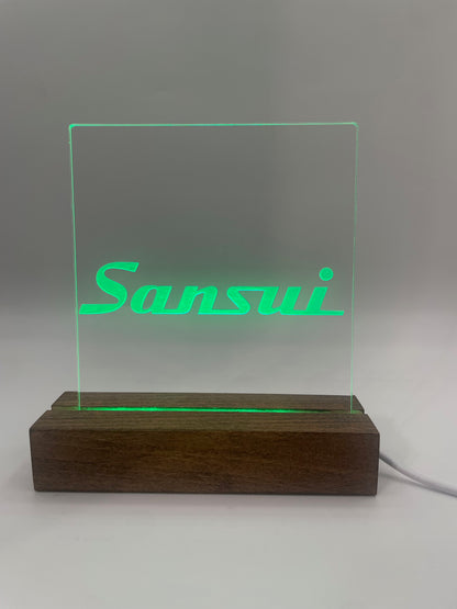 LED Acrylic Music Room Sign with Wood Base Sansui