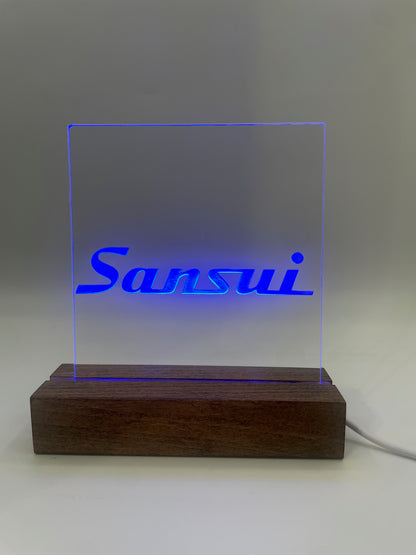 LED Acrylic Music Room Sign with Wood Base Sansui