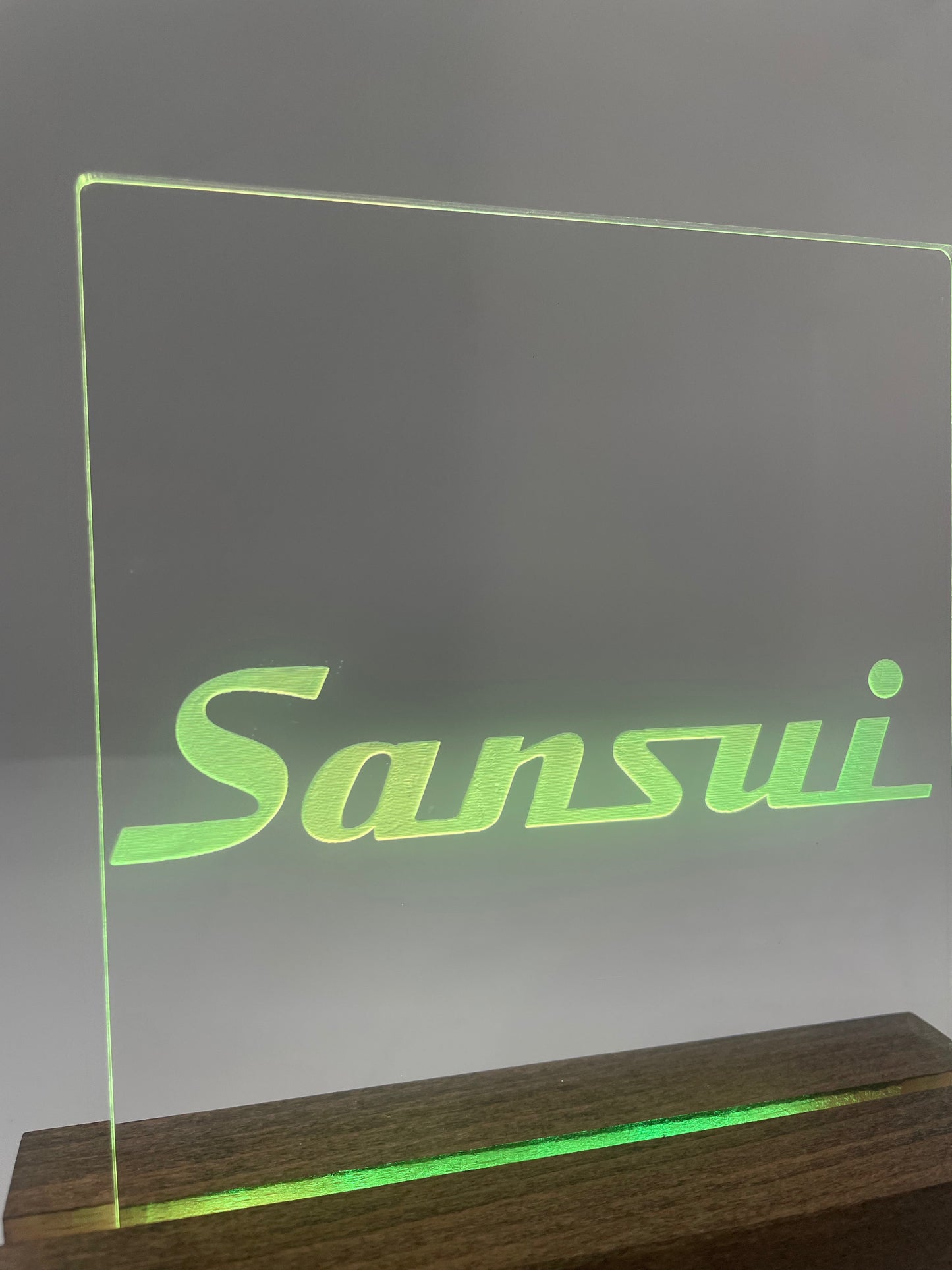 LED Acrylic Music Room Sign with Wood Base Sansui