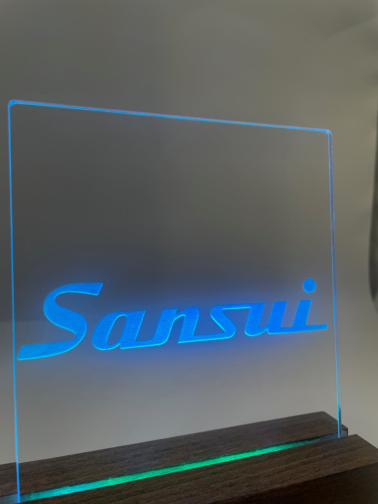 LED Acrylic Music Room Sign with Wood Base Sansui
