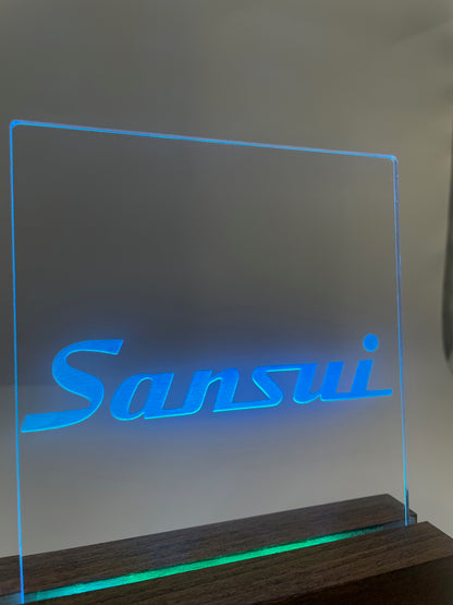 LED Acrylic Music Room Sign with Wood Base Sansui