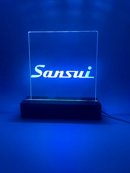 LED Acrylic Music Room Sign with Wood Base Sansui